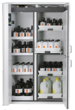 Kombinovaná bezpečnostní skříň s požární odolností 90min_L-3x police, 1x spodní záchytná vana, ocelový poplastovaný plech, P-4x zásuvka, ocelový poplastovaný plech